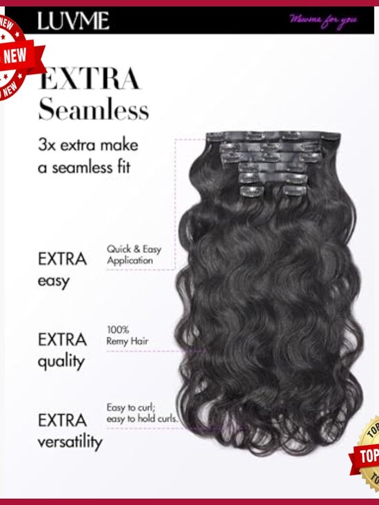 18 Inch Clip In Hair Extensions, 100% Human Hair, Wavy, 110g